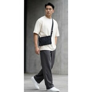 Evan Kinori x Amiacalva Crossbody Bag Black Canvas Shoulder Sacoche Japan Rare
